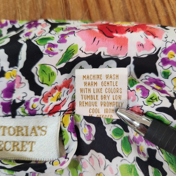 Victoria's Secret Floral Robe Gold Label Belted 3/4 Kimono Sleeve Vtg One Size - Picture 8 of 9